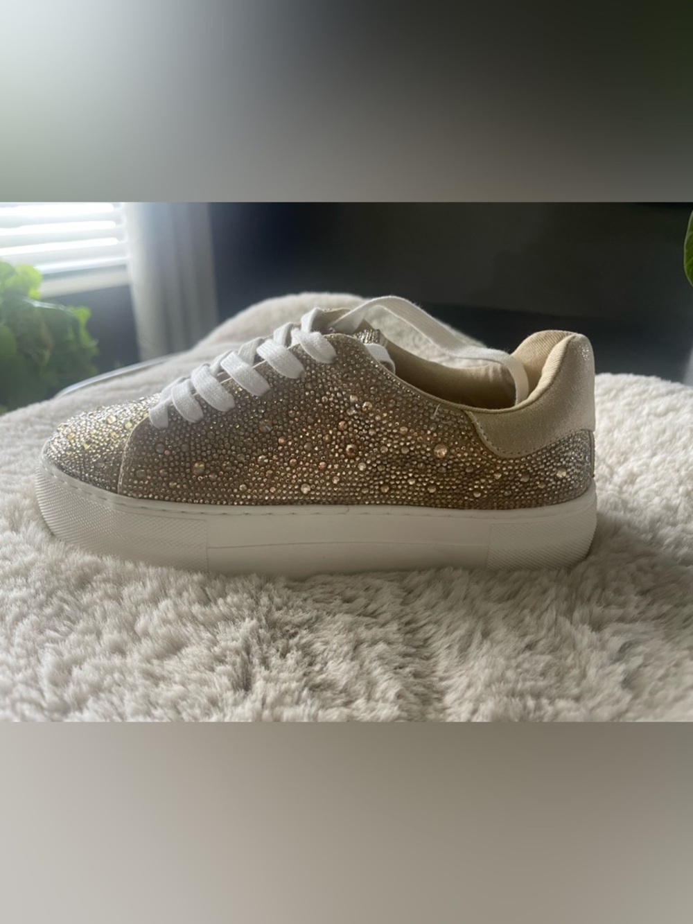 Gold Rhinestone Betsey Johnson Platform Sneakers